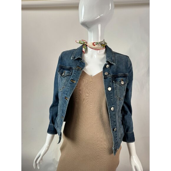 J. Crew Womens XS Denim Jacket Button-Front Stretch Fit Medium Wash Casual Light - Picture 1 of 16